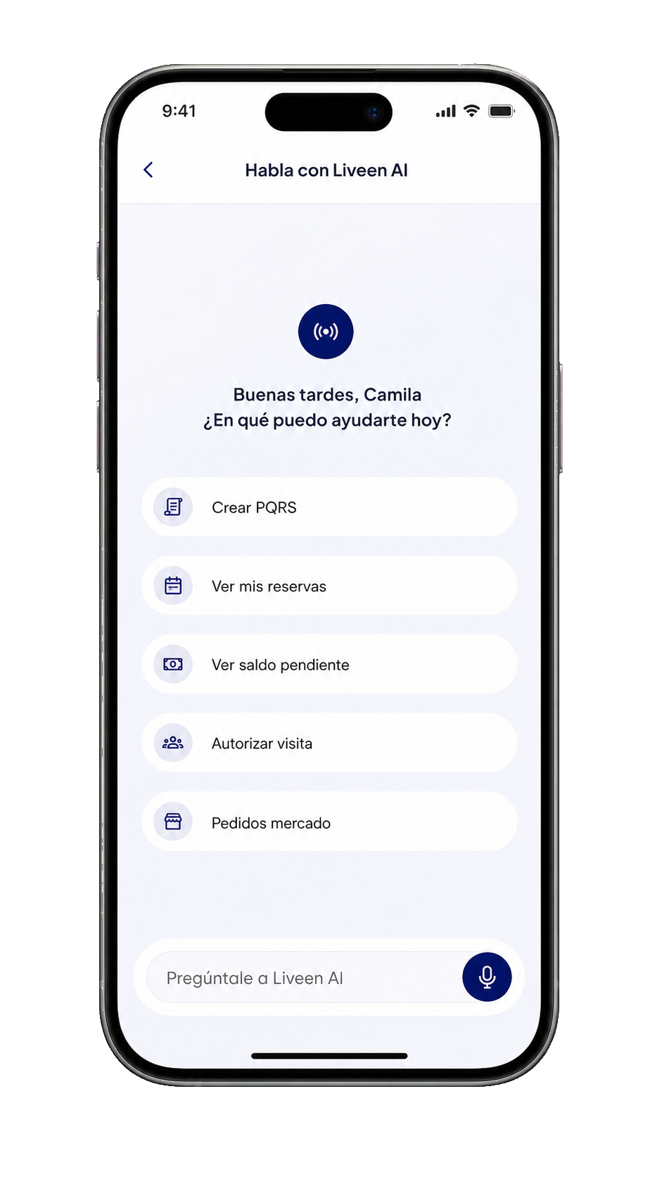 Liveen AI en móvil