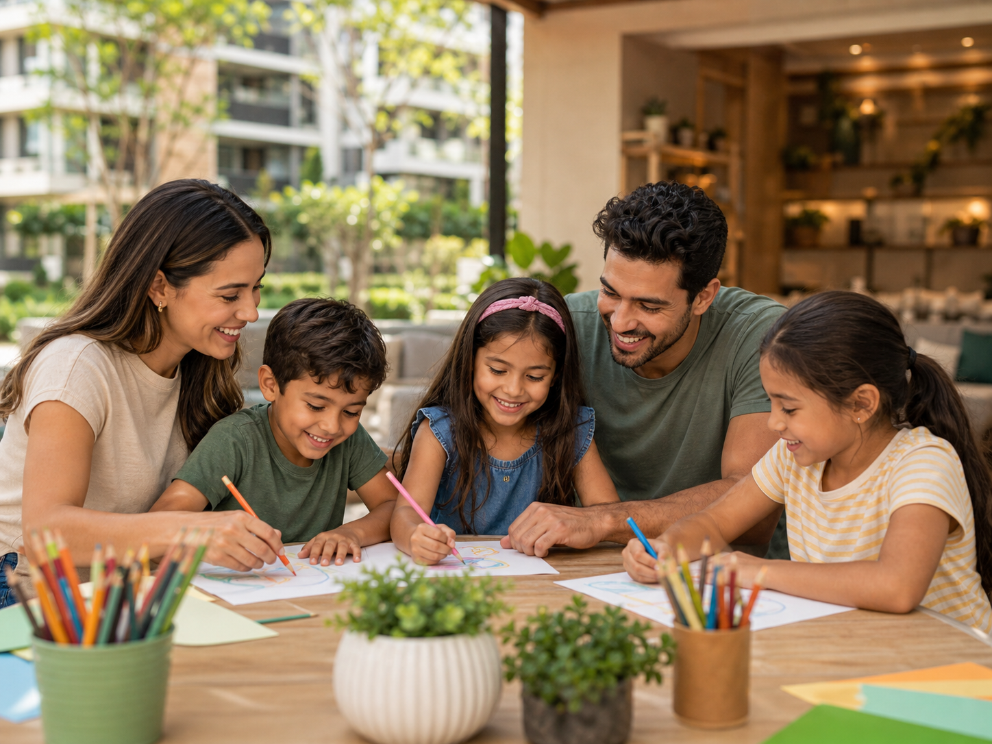 Grupo de padres y niños en la comunidad Liveen