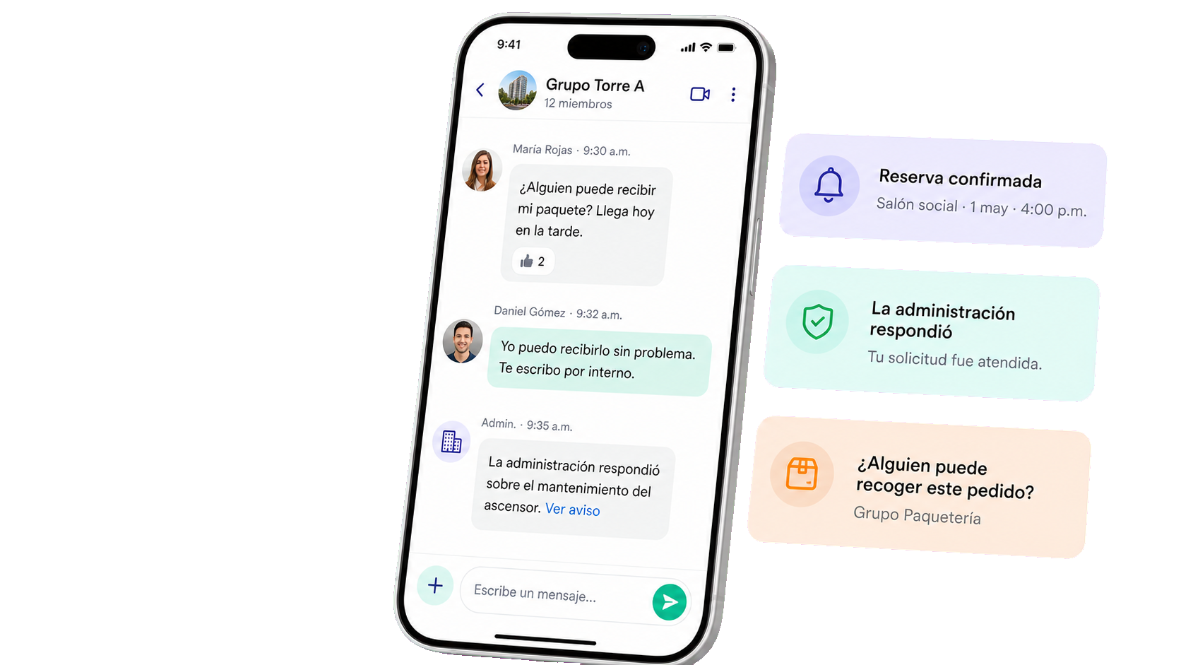 Visual de mensajes de Liveen con conversaciones y comunidad