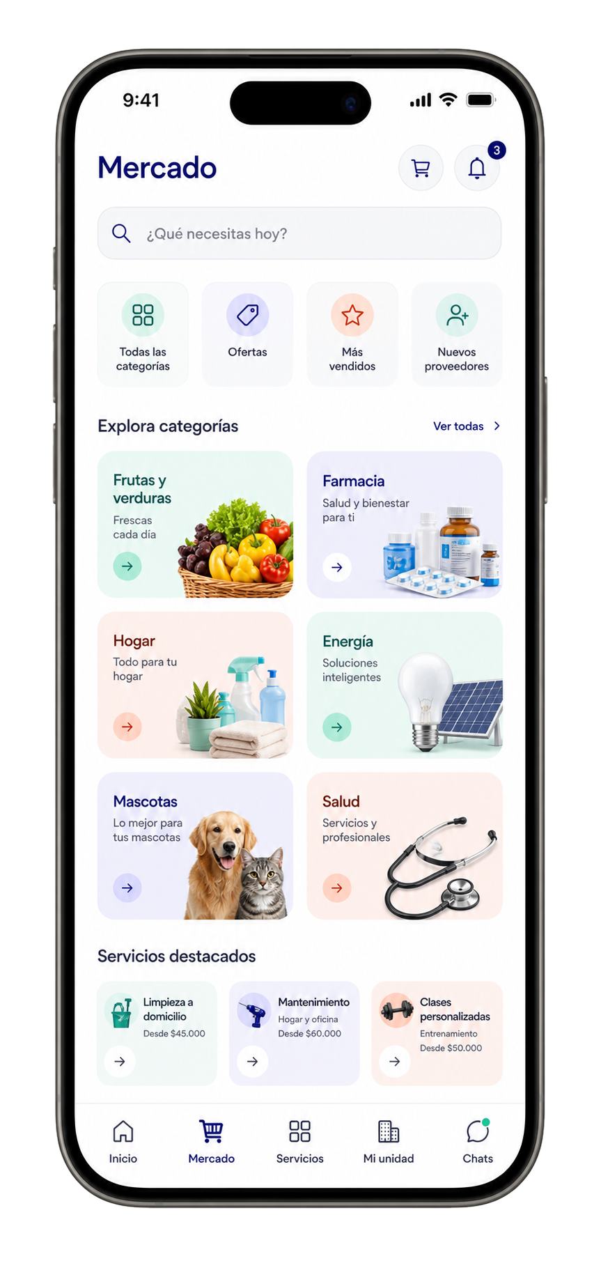 Mockup celular del flujo de negocio para proveedores Liveen